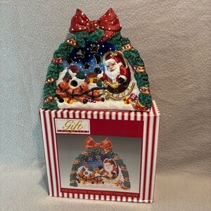 Gift Collection Porcelain Santa Tealight Votive Candle Holder Christmas Sled new